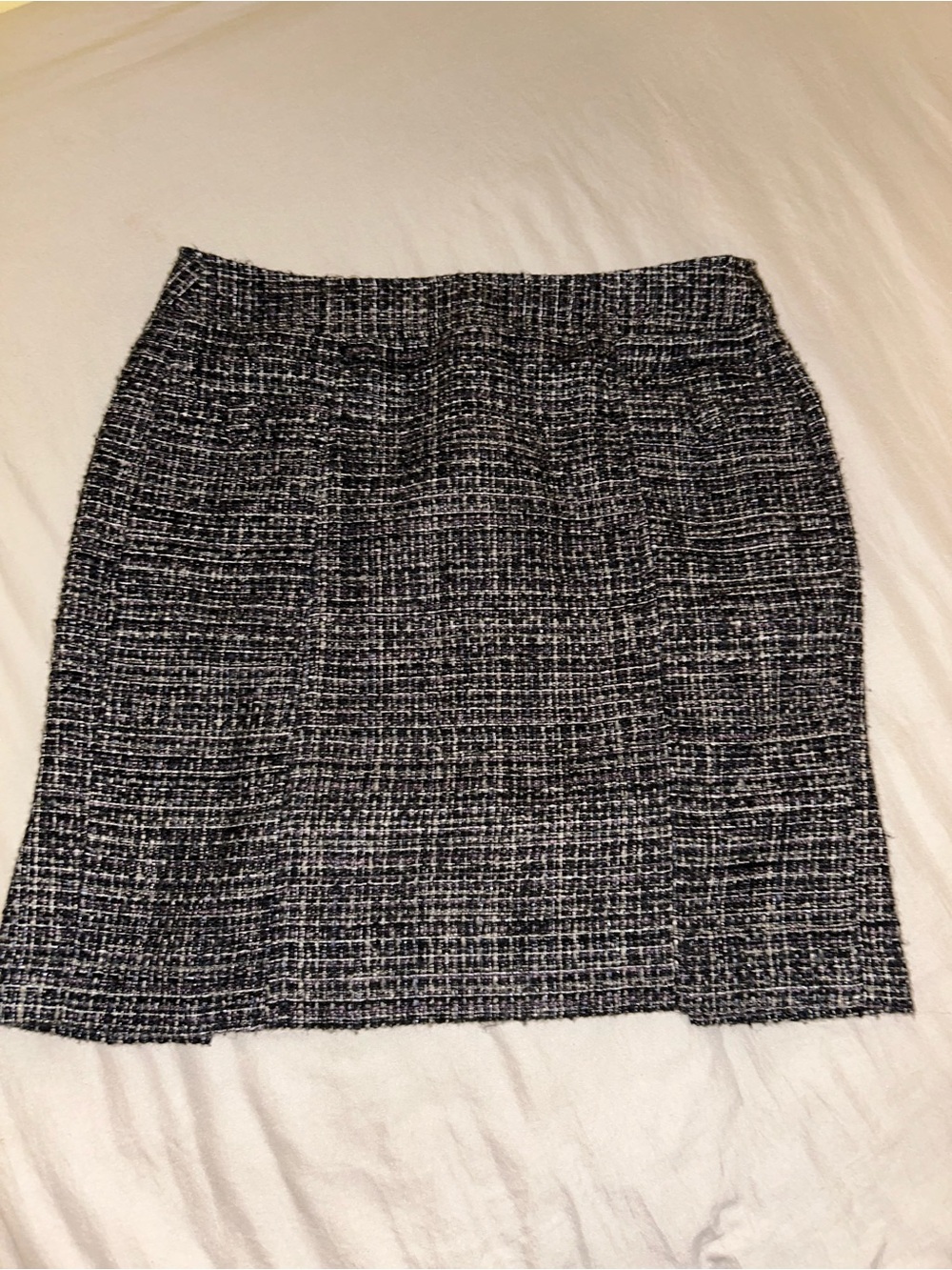 Banana Republic Black White Tweed Check Pencil Skirt Size 10 Lined Zip